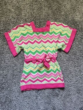 Gymboree Pink Trim Chevron Knit Top with Yellow & Green Size 5T - 6